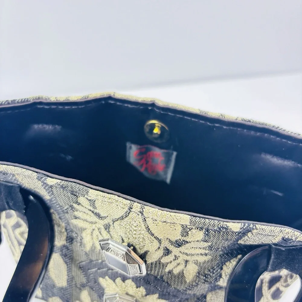 Sonia Rose Tapestry Purse Gothic Black Bag Plastic Handles‎ Victorian Carpet Bag